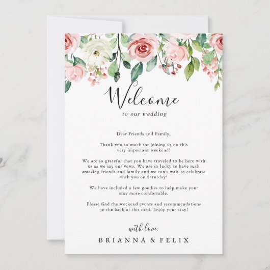 Elegant Dainty Floral Wedding Welcome Letter (Voorkant)