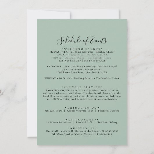 Elegant Dainty Floral Wedding Welcome Letter (Achterkant)