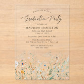 Elegant Dainty Wildflower Graduation Party Acryl Uitnodigingen (Voorkant)