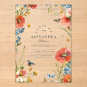 Elegant Dainty Wildflower Graduation Party Acryl Uitnodigingen (Voorkant)