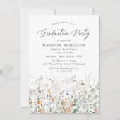 Elegant Dainty Wildflower Graduation Party Kaart (Voorkant)