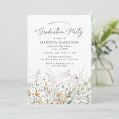 Elegant Dainty Wildflower Graduation Party Kaart (Staand voorkant)
