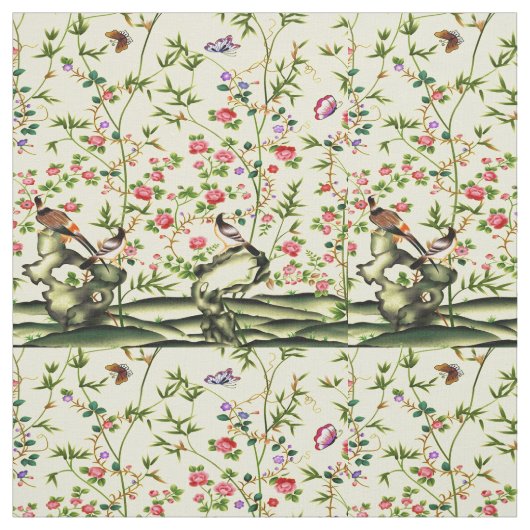 Elegant Daisies Bird Fabric Stof (Swatch)