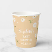Elegant Daisies Genderneutraal Baby shower Papieren Bekers (Achterkant)