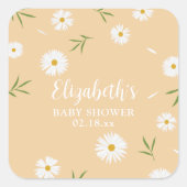 Elegant Daisies Genderneutraal Baby shower Vierkante Sticker (Voorkant)