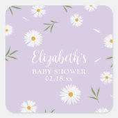 Elegant Daisies Genderneutraal Baby shower Vierkante Sticker (Voorkant)