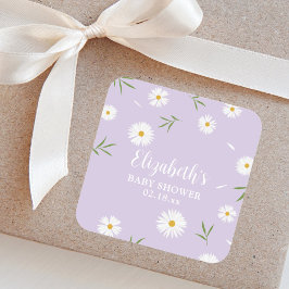 Elegant Daisies Genderneutraal Baby shower Vierkante Sticker