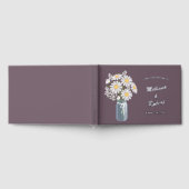 Elegant Daisies Mason Jar Bruiloft Folie Paarse Gastenboek (Volledig)