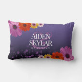 Elegant Daisies met Paarse Glitter Passen getrouwd Kussen (Achterkant)