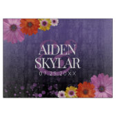 Elegant Daisies met Paarse Glitter Passen getrouwd Snijplank (Voorkant)