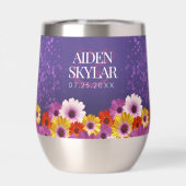 Elegant Daisies met Paarse Glitter Wedding (Achterkant)