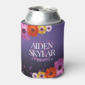 Elegant Daisies met Paarse Glitter Wedding Blikjeskoeler (Blikje Voorkant)