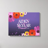 Elegant Daisies met Paarse Glitter Wedding Canvas Afdruk (Voorkant)