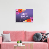 Elegant Daisies met Paarse Glitter Wedding Canvas Afdruk (Insitu (Woonkamer))