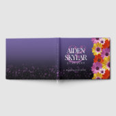 Elegant Daisies met Paarse Glitter Wedding Gastenboek (Volledig)