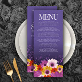Elegant Daisies met Paarse Glitter Wedding Menu