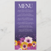 Elegant Daisies met Paarse Glitter Wedding Menu (Voorkant)