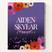 Elegant Daisies met Paarse Glitter Wedding Notitieboek (Achterkant)