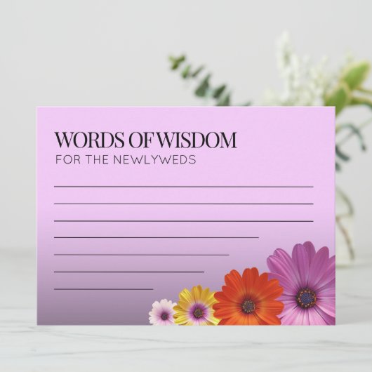 Elegant Daisies met Paarse Glitter Wedding Programmakaart (Staand voorkant)