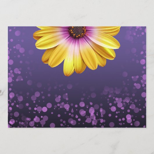 Elegant Daisies met Paarse Glitter Wedding Programmakaart (Achterkant)