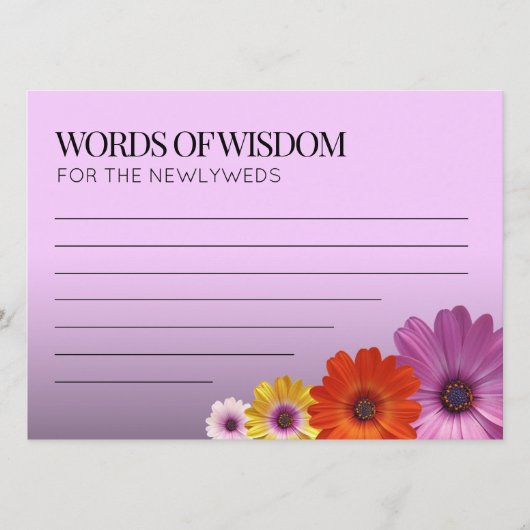 Elegant Daisies met Paarse Glitter Wedding Programmakaart (Voorkant)