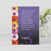 Elegant Daisies Paarse glitter Seating Charts Kaart (Staand voorkant)