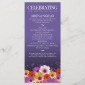 Elegant Daisies Paarse Glitter Wedding Programme Programmakaart (Voorkant)