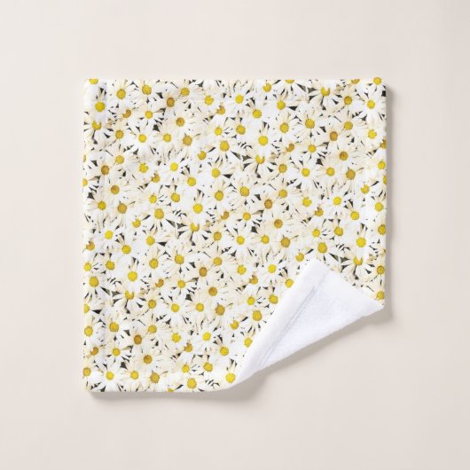 Elegant Daisies Yellow and White Trendy Sjabloon Bad Handdoek (Wasdoekje)