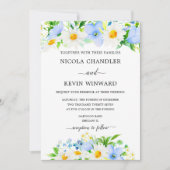 Elegant Daisy and Forget Me Not Wedding Kaart (Voorkant)