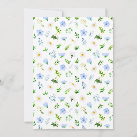 Elegant Daisy and Forget Me Not Wedding Kaart (Achterkant)