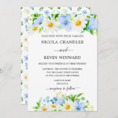 Elegant Daisy and Forget Me Not Wedding Kaart (Voorkant / Achterkant)