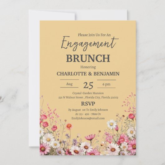 Elegant Daisy Bloemen Verloving Brunch Party Kaart (Voorkant)