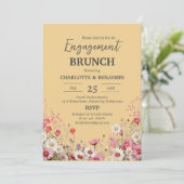 Elegant Daisy Bloemen Verloving Brunch Party Kaart (Staand voorkant)