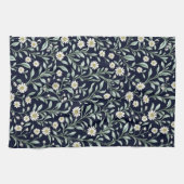 Elegant Daisy Bloempatroon op Donkere Achtergrond Theedoek (Horizontaal)
