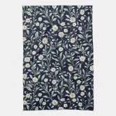 Elegant Daisy Bloempatroon op Donkere Achtergrond Theedoek (Verticaal)