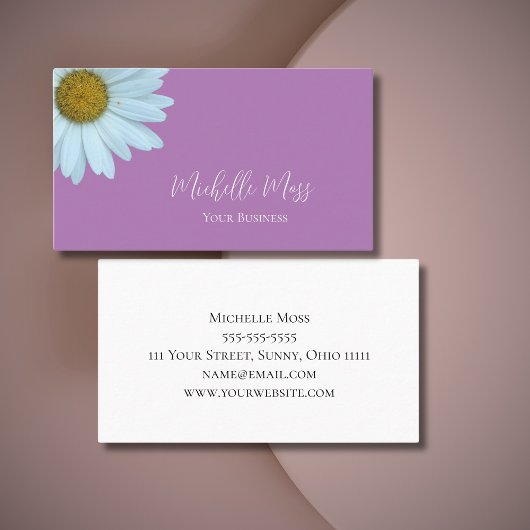 Elegant Daisy Bloom Botanical Lavender Paars Visitekaartje