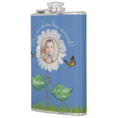 Elegant Daisy Blue Floral Cute Baby Foto & Name Heupfles (Links)