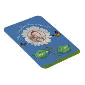 Elegant Daisy Blue Floral Cute Baby Foto & Name Magneet (Rechterzijde)