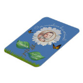 Elegant Daisy Blue Floral Cute Baby Foto & Name Magneet (Linkerzijde)