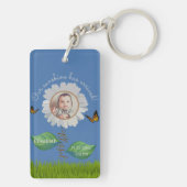 Elegant Daisy Blue Floral Cute Baby Foto & Name Sleutelhanger (achterkant)
