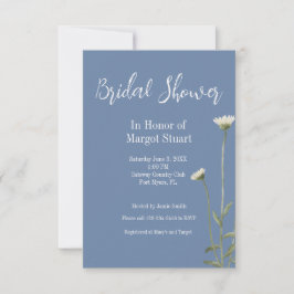 Elegant Daisy Blue Grey Script Striped Bridal