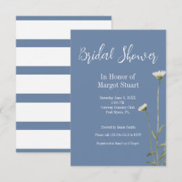 Elegant Daisy Blue Grey Script Striped Bridal