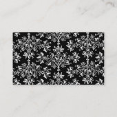 Elegant Daisy Damask in White on Black Custom Visitekaartje (Achterkant)
