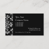 Elegant Daisy Damask in White on Black Custom Visitekaartje (Voorkant)