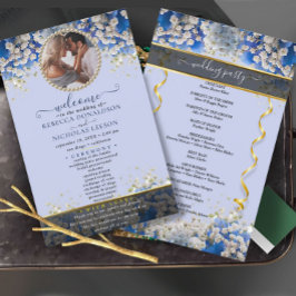 Elegant Daisy Floral Custom Photo Wedding Program