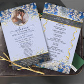 Elegant Daisy Floral Custom Photo Wedding Program