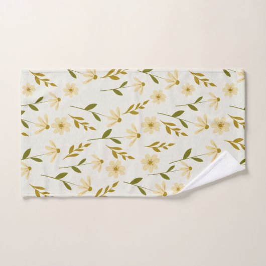 Elegant Daisy Floral Design Ivory Greenery Branch Bad Handdoek (Handdoek)