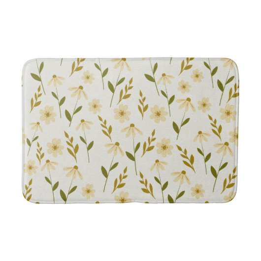 Elegant Daisy Floral Design Ivory Greenery Branch Badmat (Voorkant)