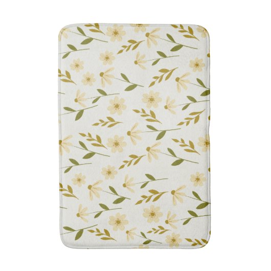 Elegant Daisy Floral Design Ivory Greenery Branch Badmat (Voorkant Verticaal)