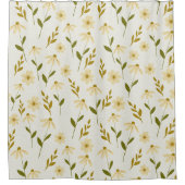 Elegant Daisy Floral Design Ivory Greenery Branch Douchegordijn (Voorkant)